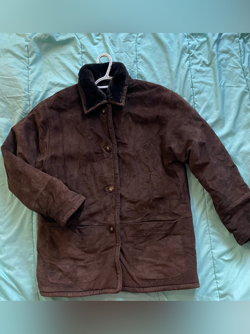 Daniel Hechter Brown Suede Men's Coat with Dark Collar